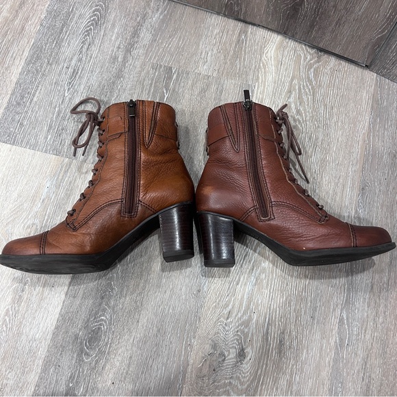 Clarks Artisan Active Air Brown Leather Boots | 7.5 | Comfort Heel Zip Lace Up - Picture 4 of 15